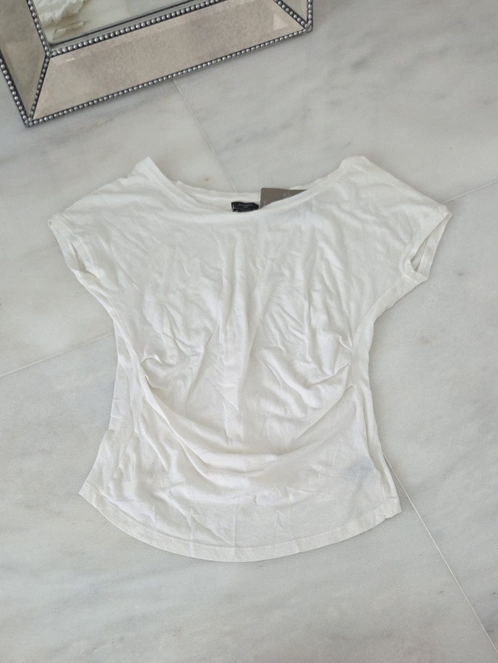 Anthropologie Deletta White Short-Sleeve Boatneck Tee NWT!